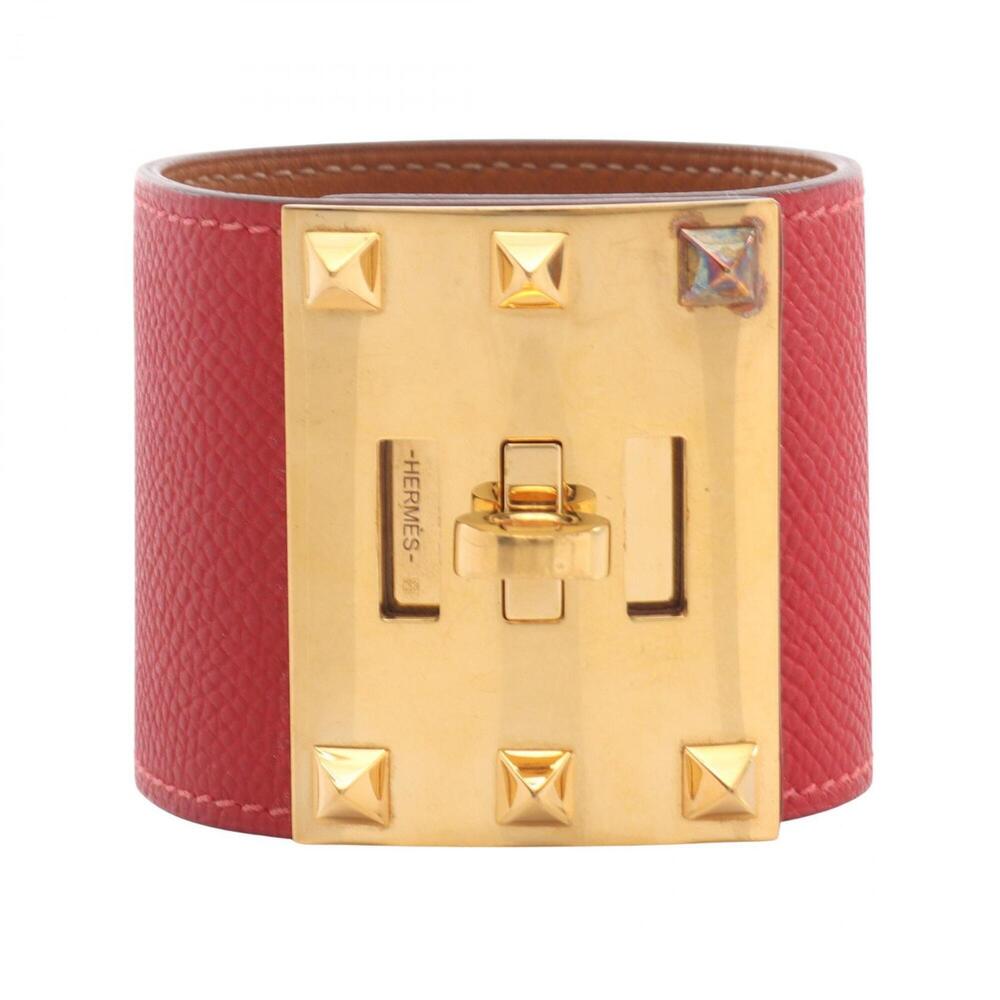 HERMES Red Leather Bracelet